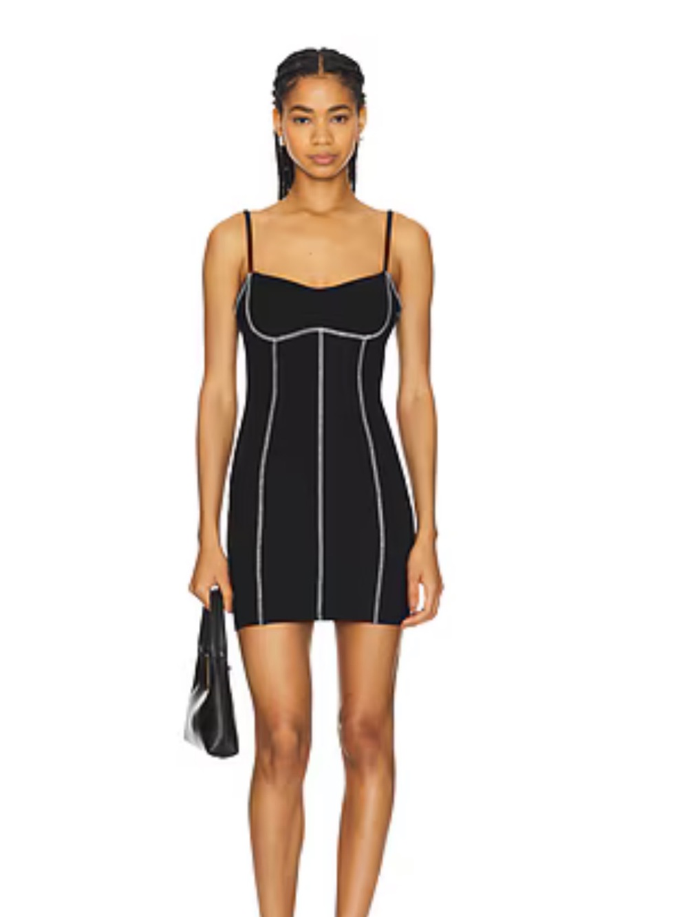 superdown Black Sweetheart Mini Bodycon Dress Contrast Stitching Zip XXS